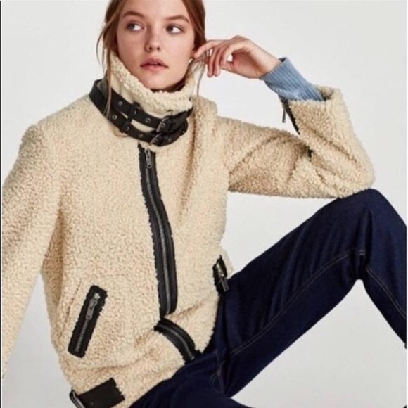 ❌SOLD❌Zara | Teddy And Faux Leather Zipper Jacket - Picture 3 of 13